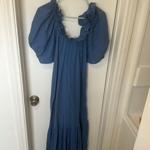 Free People blue puff sleeve maxi dress, size small